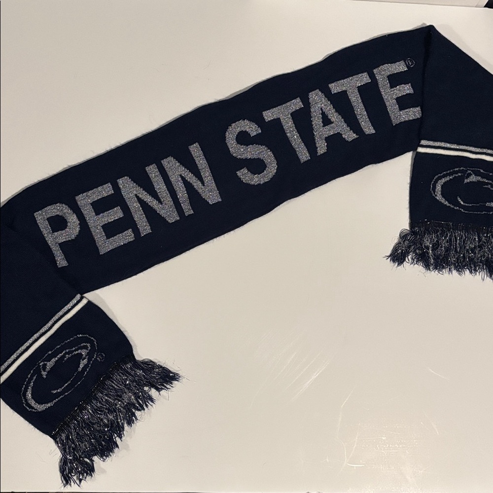 Forever Collectibles Penn State Navy/Sparkly Silver Fringe Scarf